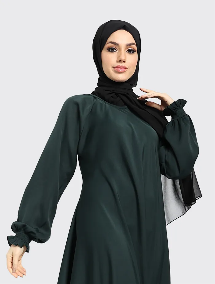 Bottle Green Zip Umbrella Abaya